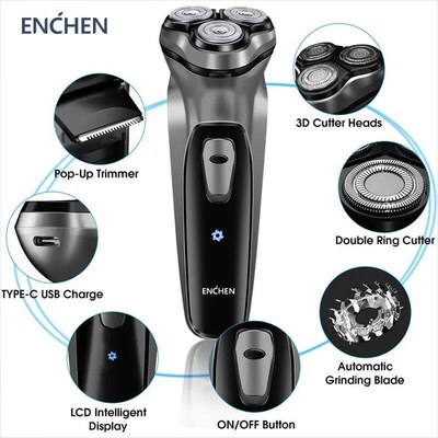 ENCHEN Blackstone Electrical Rotary Shaver for Men 3D Floati