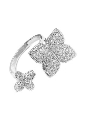 Four Leaf Clover Silver Color  Womens Rings Opening Adjusta