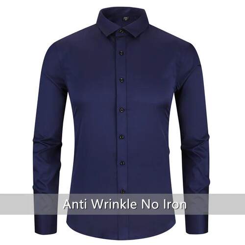 Anti-Wrinkle No-Ironing Elasticity Slim Fit Men Dress Casual