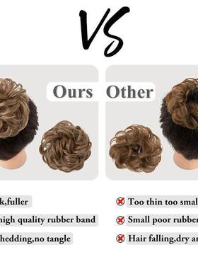 Synthetic Hair Bun Extensions Messy Curly Elastic Hair Scrun
