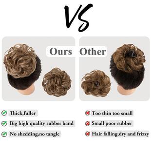 Synthetic Hair Bun Extensions Messy Curly Elastic Hair Scrun