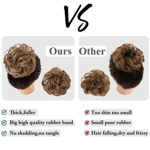 Synthetic Hair Bun Extensions Messy Curly Elastic Hair Scrun