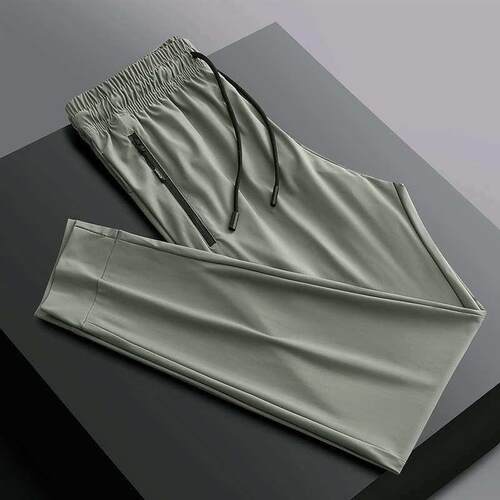 Breathing Ice Silk Casual Pants Mens Elapse Waist Quick-ry