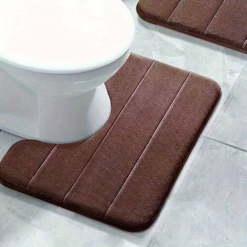 1PC pure color stripe bathroom toilet u-mat carpet, soft non