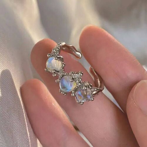 Vintage Geometric Yk Crystal Open Rings Set For Women Kpop