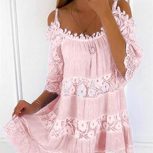 New O-Neck Bohemian Women Mini Dress 2023 Hollow Out Sweet S