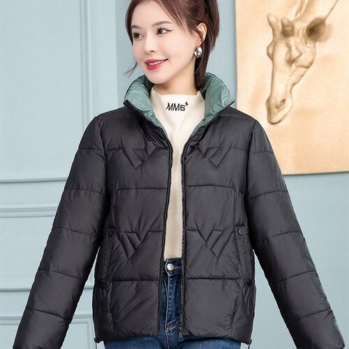 Vielleicht Autumn Winter Ladies Parkas Stand Collar Solid Zi