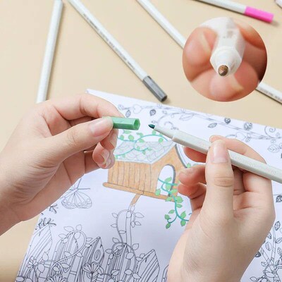 1PC Fineliner Metallic Marker Pen Liner Felt-tip Pens Brush
