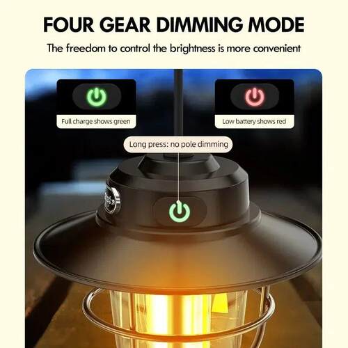LED Camping Lamp Retro Hanging Lamp Portable Stepless Dimmin