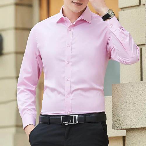 New Plus Size Men Solid Color Business Shirt Fashion Classic