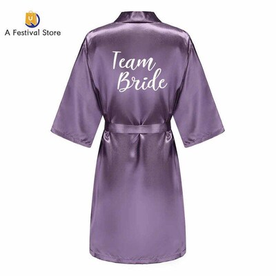 Bathrobe Bride Satin-Silk Robe Women Bridal Party Sister Tea