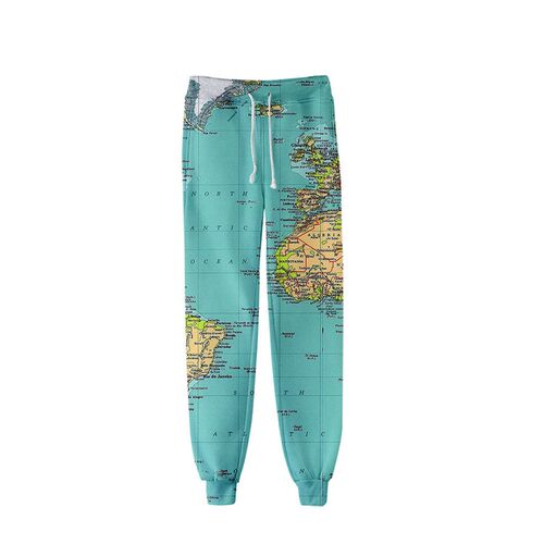 Unisex World Map Sweat Pants 3D Joggers Pants Casual Trouser