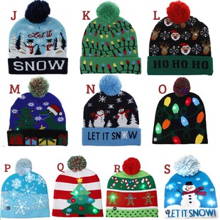 2022 Year New Christmas LED Hat Knitted Light Illu Beanie