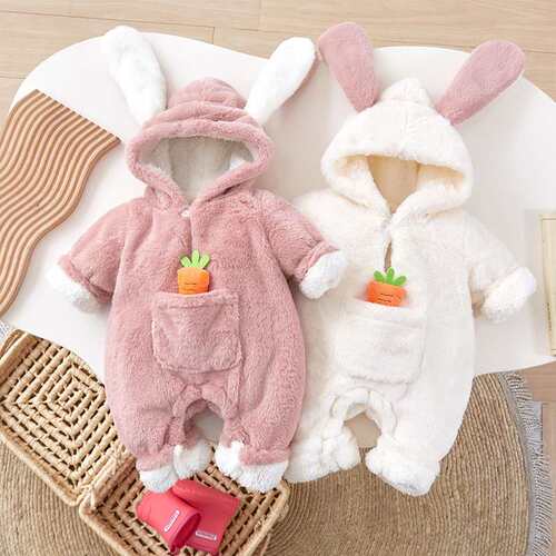 Newborn Baby Clothes Winter Clothes Jumpsuit Fleece-lined Th
