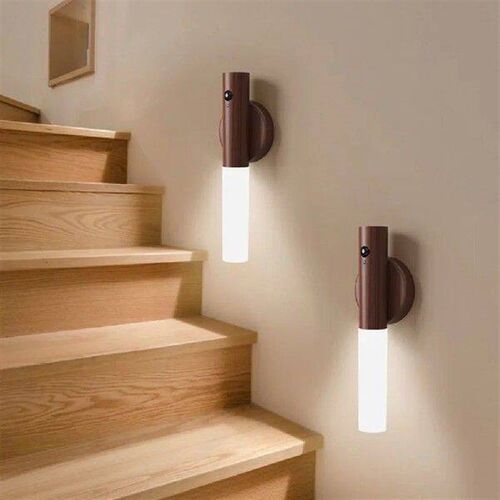 LED Wood USB Night Light Magnetic Wall Lamp Kitchen Cabinet