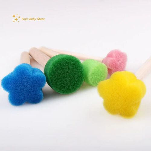 5pcs/set Kids Toddler Sponge Stamp Brush Kits Flower Drawing