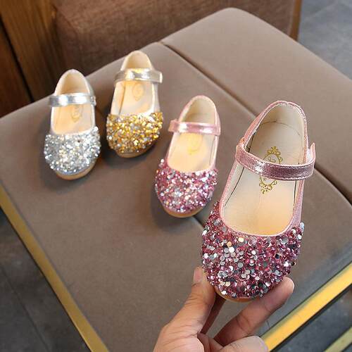 2025 Childrens Leather Shoes Girls Princess Rhinestone Shoe