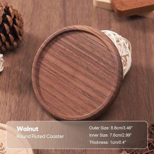 2PCS/Lot 8.8cm Walnut Wooden Coaster Round Square Beech Blan