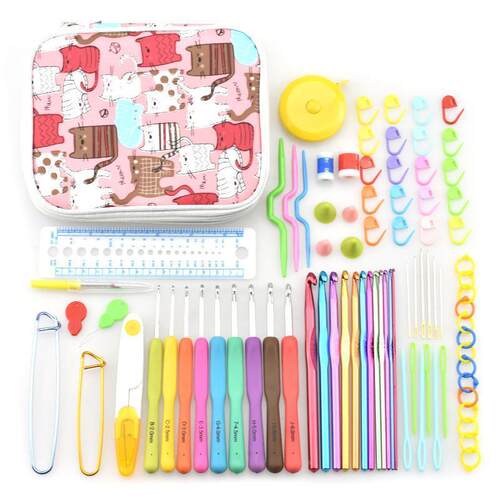 1Set Crochet Hooks Set With Case 14 Styles Knitting Needles