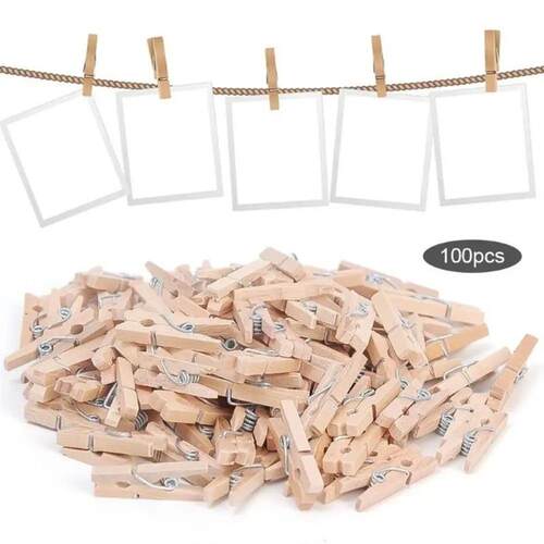 50/100pcs Durable Wooden Photo Clips Mini Reusable Clothespi