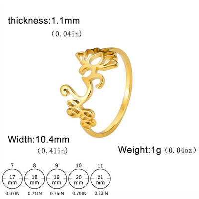 Dawapara Buddhism OM Unalome Symbol Women Ring Spiritual Lot