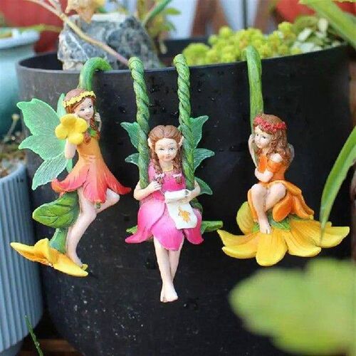 3pcs Dreamy Elfs Flower Pot Ornament Fairy Elfs Garden