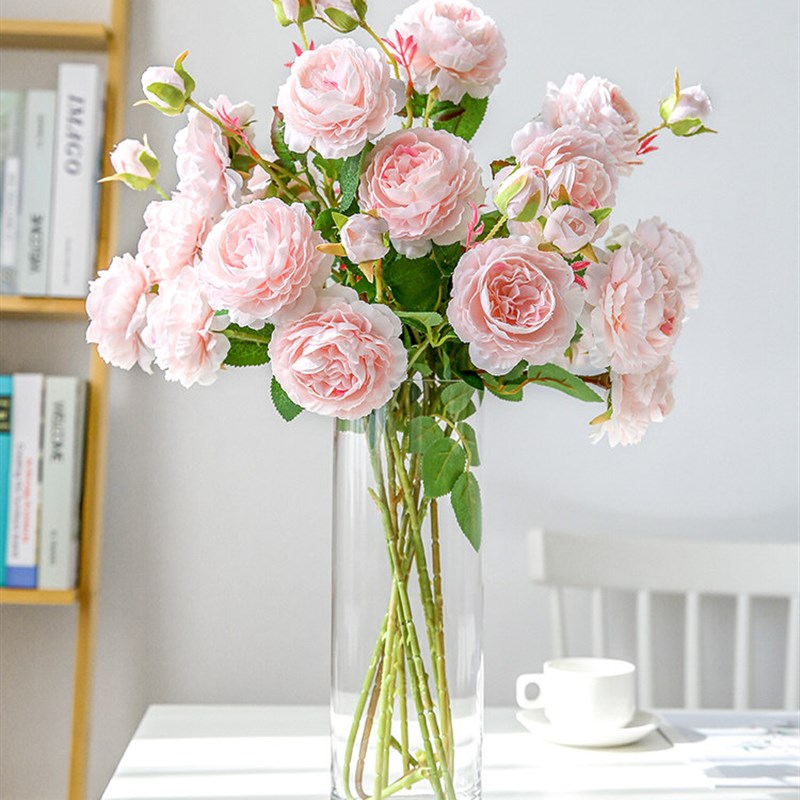 1 Bouquet Artificial Flowers Fall Vivid Peony Fake Leaf Wedd图片