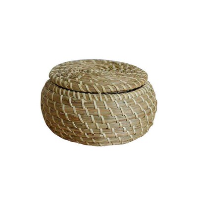 @..Grass Weave Pot/Basket Tabletop Cosmetic Storage Tank/Box