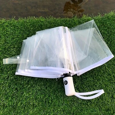 1pc-Korean Transparent Umbrella Folding Automatic Open And C