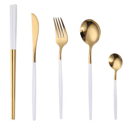 Nordic stainless steel steak knife, fork and spoon set