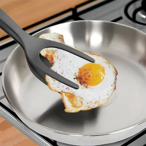 2 in 1 Nylon Grip Flip Tongs with Egg Spatula And Steak Turn