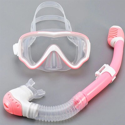 Kids Diving Mask Snorkel Set Swimming Goggles Tempered Glass