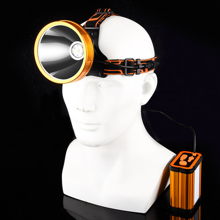 LED头灯强光充电远射头戴式电筒超亮夜钓鱼黄光灯探照灯氙气矿灯