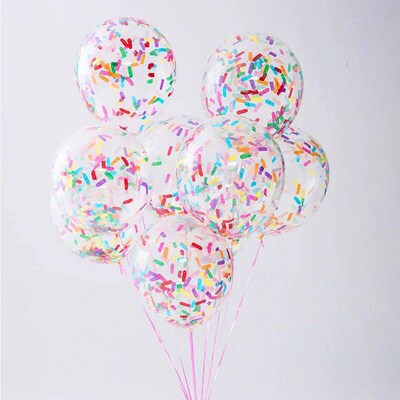 20pcs 12inch Rainbow Confetti Balloons Ice Cream Mixed Color