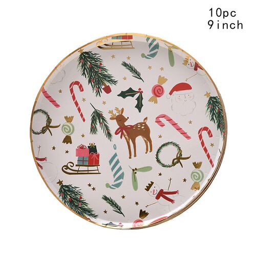 Christmas Theme Party Disposable Tableware Bronzing Paper Pl