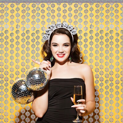 跨境新款迪斯科发箍酒吧KTV银色镜面球头箍Disco派对舞会装饰用品