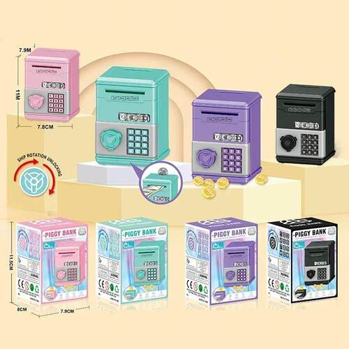 Automatic Mini Safe Coins Cash Saving Money Box Password Cou