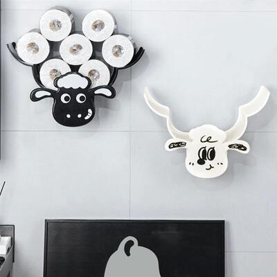 Cute Sheep Toilet Paper Roll Holder 7 Rolls Free Standing Ba