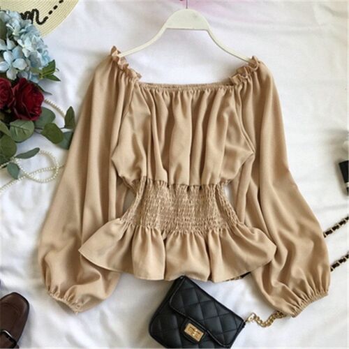 2023 summer new lantern sleeve chiffon women blouse and shir