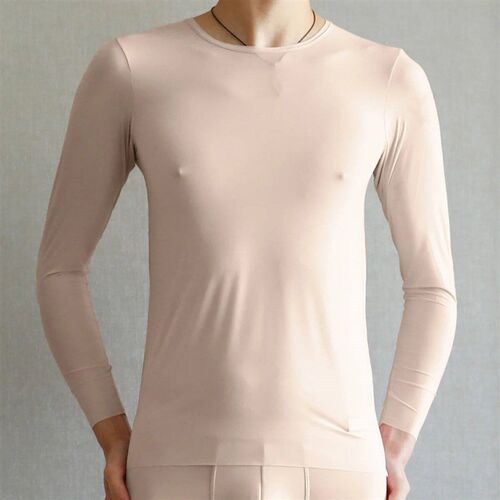 Men Thermal Underwear ops Natural Silk Round Neck Fall Winte