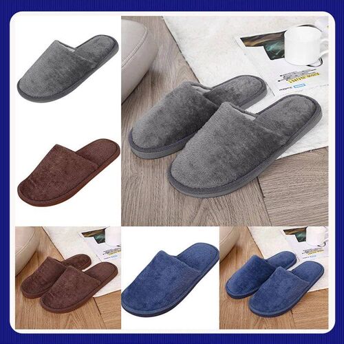Mens solid color Plush Home Slippers Cute Autumn Winter Cot