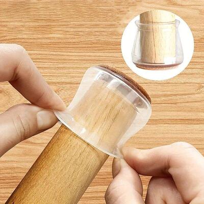 4Pcs Silicone Chair Leg Protectors with Non-Slip Felt Pads,
