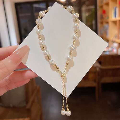 Ins tendy High-end Design Sense Pull-out Pearl Brlet Womens