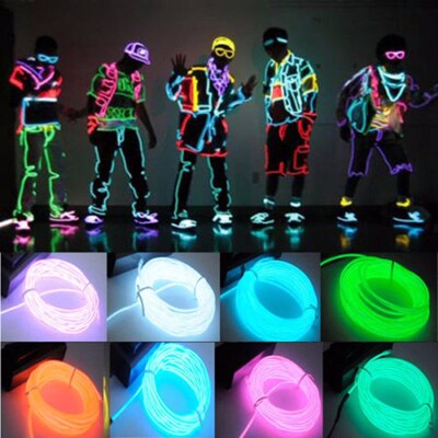Glow EL Wire Cable LED Neon Christmas Dance Party DIY Costum
