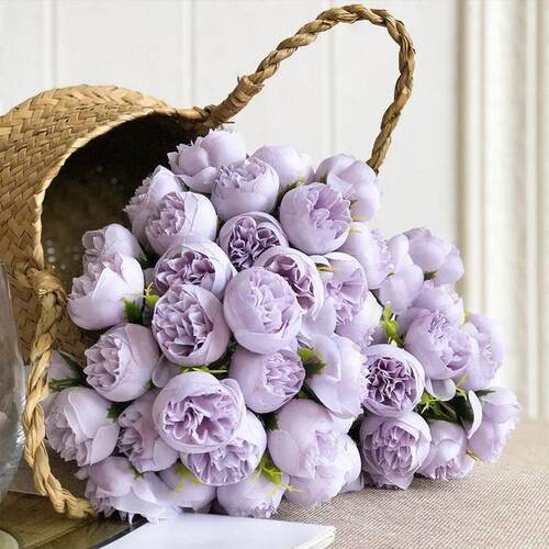 Rose Pink Peony Artificial Flowers Silk Bouquet 27heads Rose