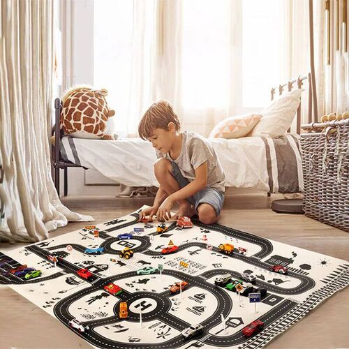 130*100CM Road Map Carpet For Kids Parking Lot Roadmap 83*58