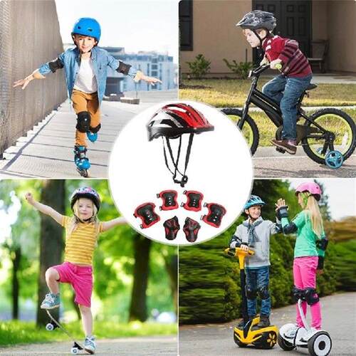 7Pcs Safety Skating Helmet Pad Set Adjustable Kids