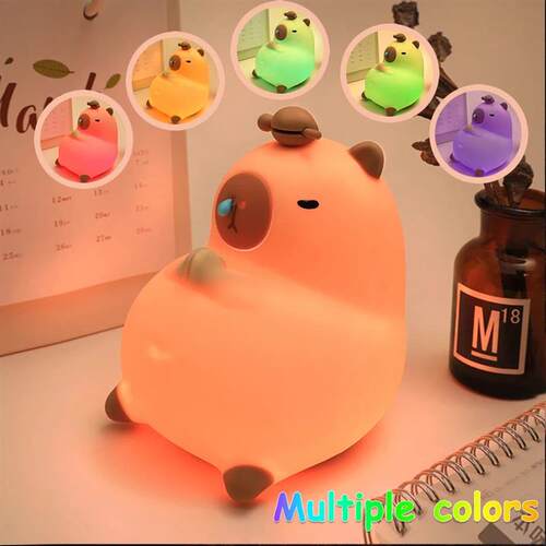 Cute Cartoon Capybara Silicone Night Light USB Rechargeable