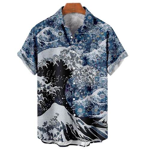 Mens Hawaiian Shirts 3D Printed Short Sleeves casual Lapel