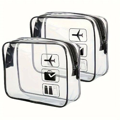 2pc, Transparent Toiletries TSA-approved Travel Bag, Travel